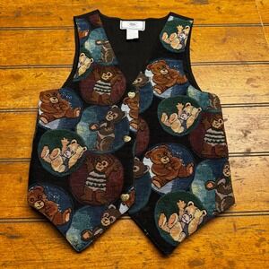 Imaginations Classic Collection Kids Vintage Teddy Bear Tapestry Vest Size 10/12